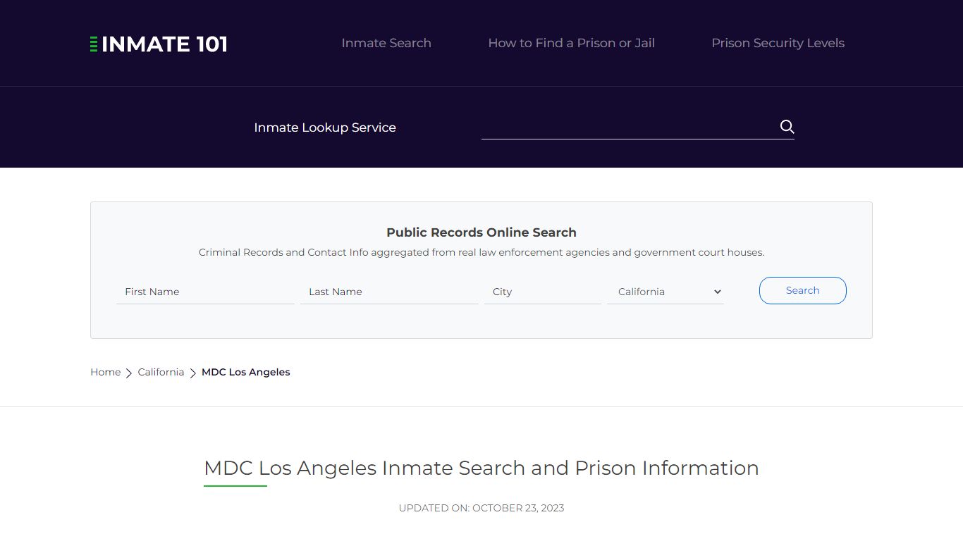 MDC Los Angeles Inmate Search | Lookup | Roster